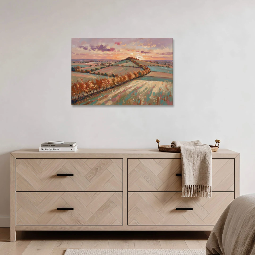 Fall Landscape Wall Art of the Maple Hedgerow - Canvas Wall Art - Coffee Table - 36x24