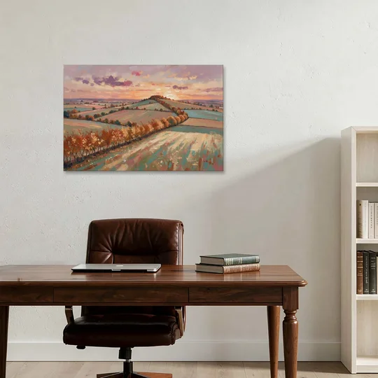 Fall Landscape Wall Art of the Maple Hedgerow - Canvas Wall Art - Office - 36x24
