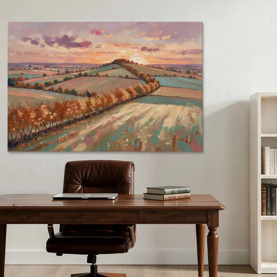 Fall Landscape Wall Art of the Maple Hedgerow - Canvas Wall Art - Office - 60x40