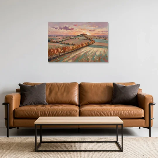 Fall Landscape Wall Art of the Maple Hedgerow - Canvas Wall Art - Sofa - 36x24