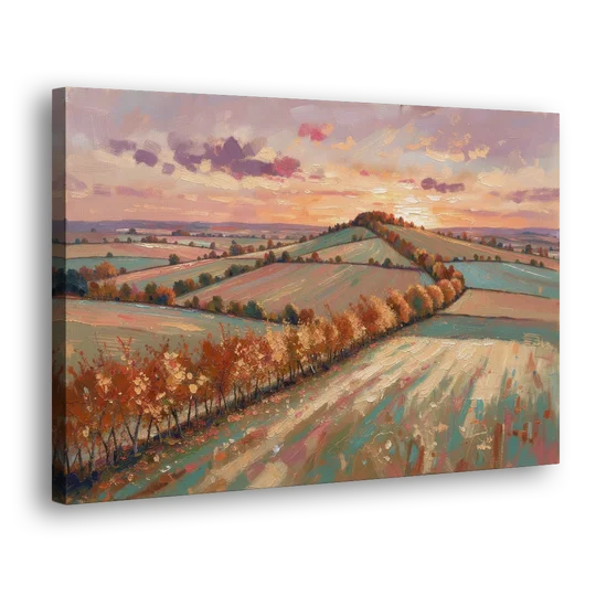 Fall Landscape Wall Art of the Maple Hedgerow - Canvas Wall Art - Side