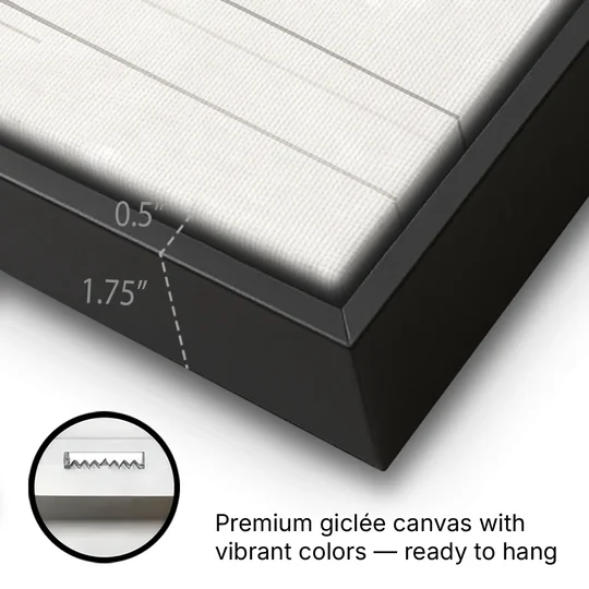 Falling Grey Rain Lines for the Dining Room - Black Framed Canvas Wall Art - Gallery Wrap Corner