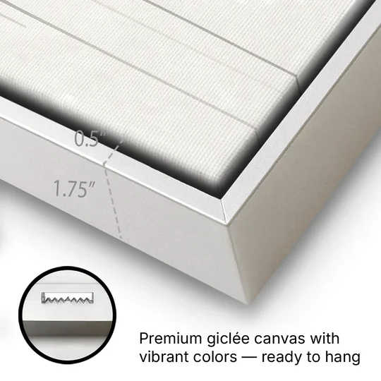 Falling Grey Rain Lines for the Dining Room - White Framed Canvas Wall Art - Gallery Wrap Corner