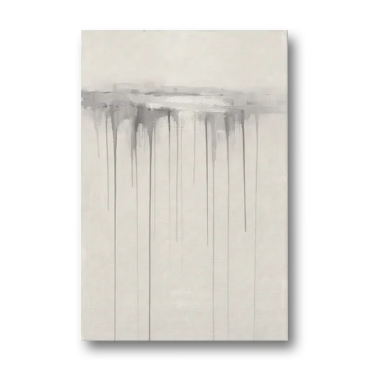 Falling Grey Rain Lines for the Dining Room - Canvas Wall Art - Front