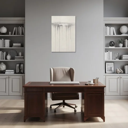Falling Grey Rain Lines for the Dining Room - Canvas Wall Art - Office - 24x36