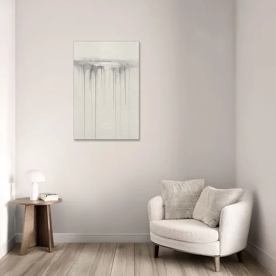 Falling Grey Rain Lines for the Dining Room - Canvas Wall Art - Sofa - 24x36