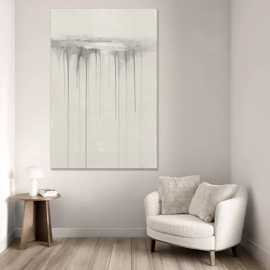 Falling Grey Rain Lines for the Dining Room - Canvas Wall Art - Sofa - 40x60