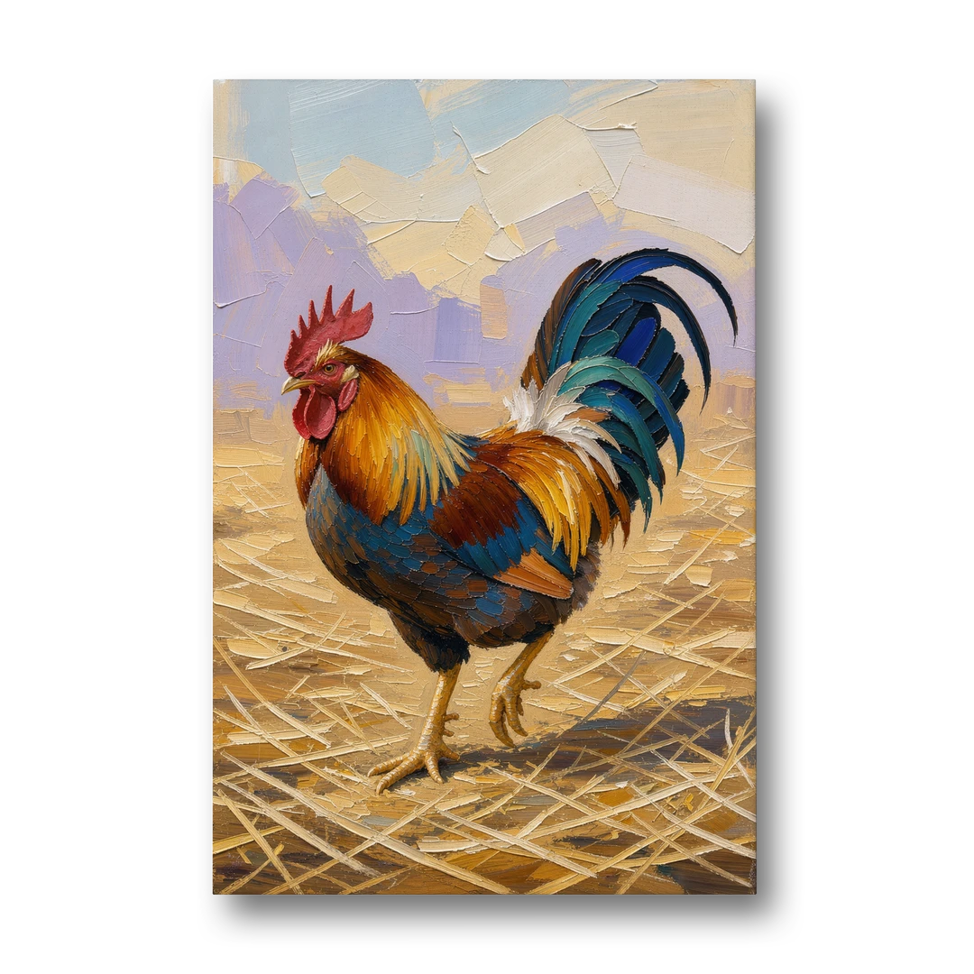 Farm Animal Wall Art of a Strutting Rooster - Canvas Wall Art - Front