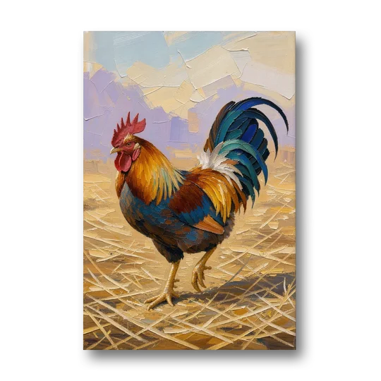 Farm Animal Wall Art of a Strutting Rooster - Canvas Wall Art - Front