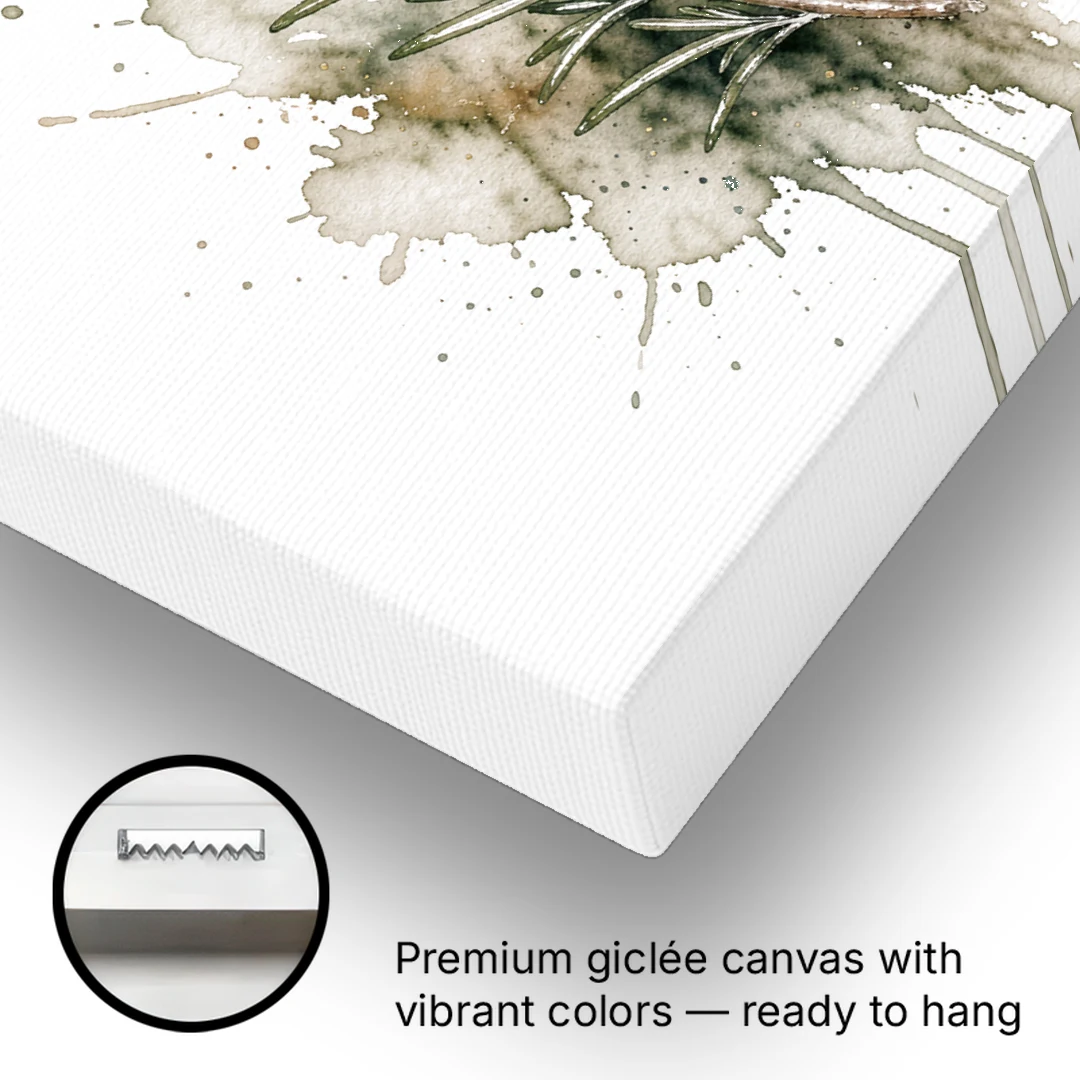 Farmhouse Botanical Wall Art with Rosemary and Thyme - Canvas Wall Art - Gallery Wrap Corner