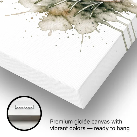 Farmhouse Botanical Wall Art with Rosemary and Thyme - Canvas Wall Art - Gallery Wrap Corner