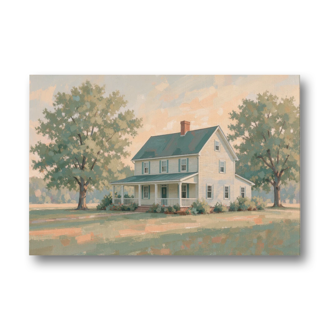 Farmhouse Wall Decor with a Deep Front Porch - Canvas Wall Art - Front