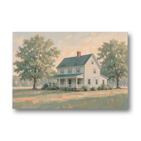 Farmhouse Wall Decor with a Deep Front Porch - Canvas Wall Art - Front