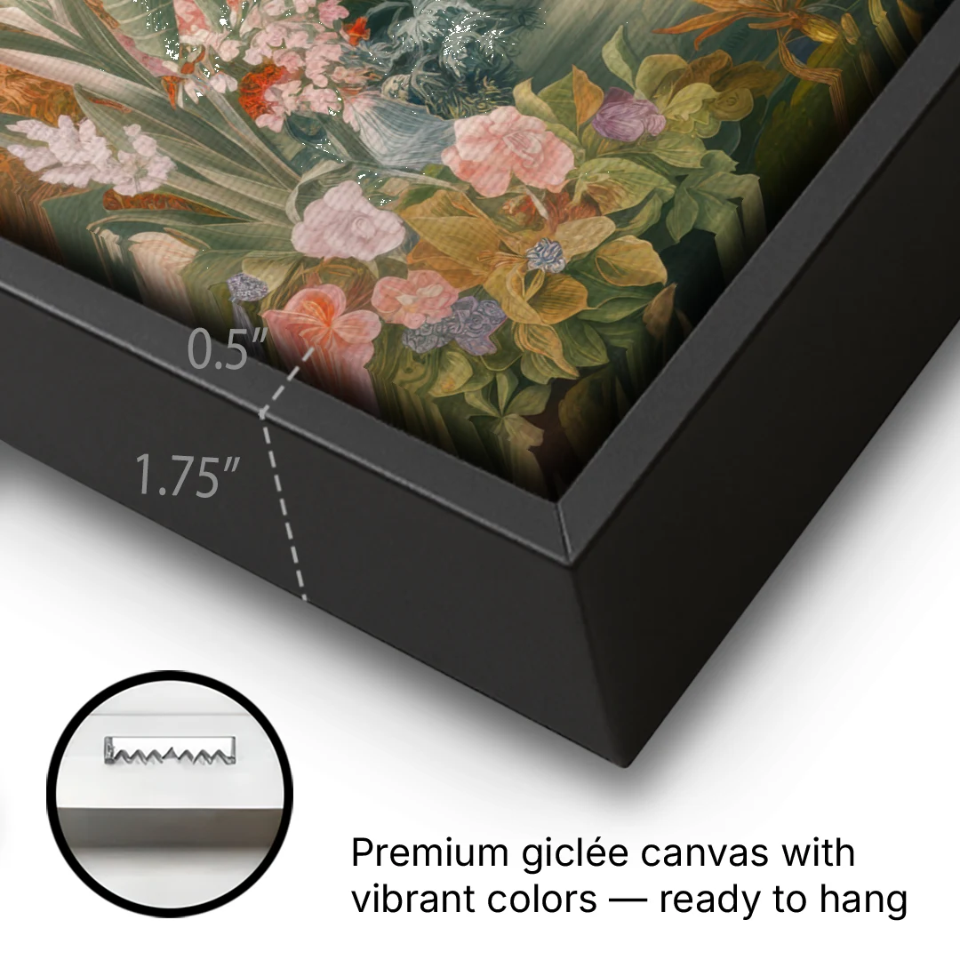Fayetteville Botanical Gardens - Black Framed Canvas Wall Art - Gallery Wrap Corner