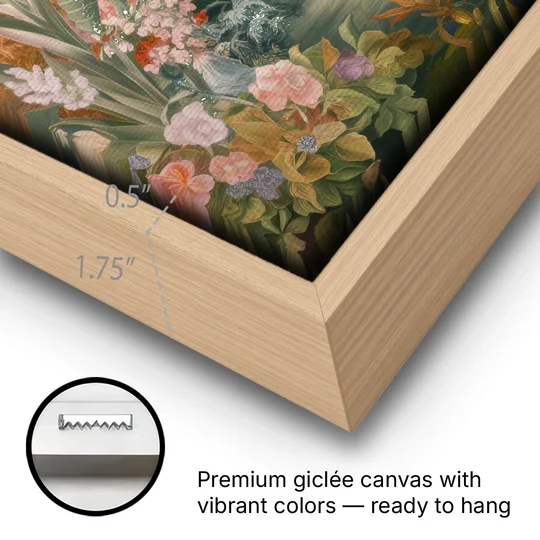 Fayetteville Botanical Gardens - Oak Framed Canvas Wall Art - Gallery Wrap Corner