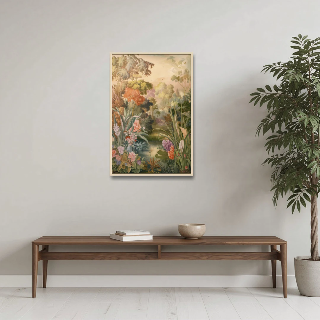 Fayetteville Botanical Gardens - Oak Framed Canvas Wall Art - Coffee Table - 24x36