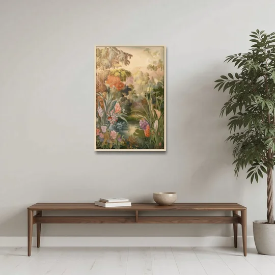 Fayetteville Botanical Gardens - Oak Framed Canvas Wall Art - Coffee Table - 24x36