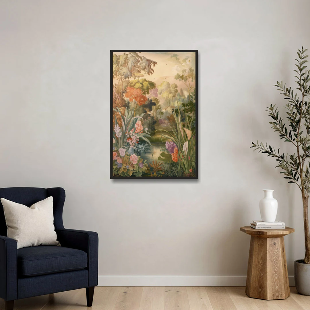 Fayetteville Botanical Gardens - Black Framed Canvas Wall Art - Sofa - 24x36