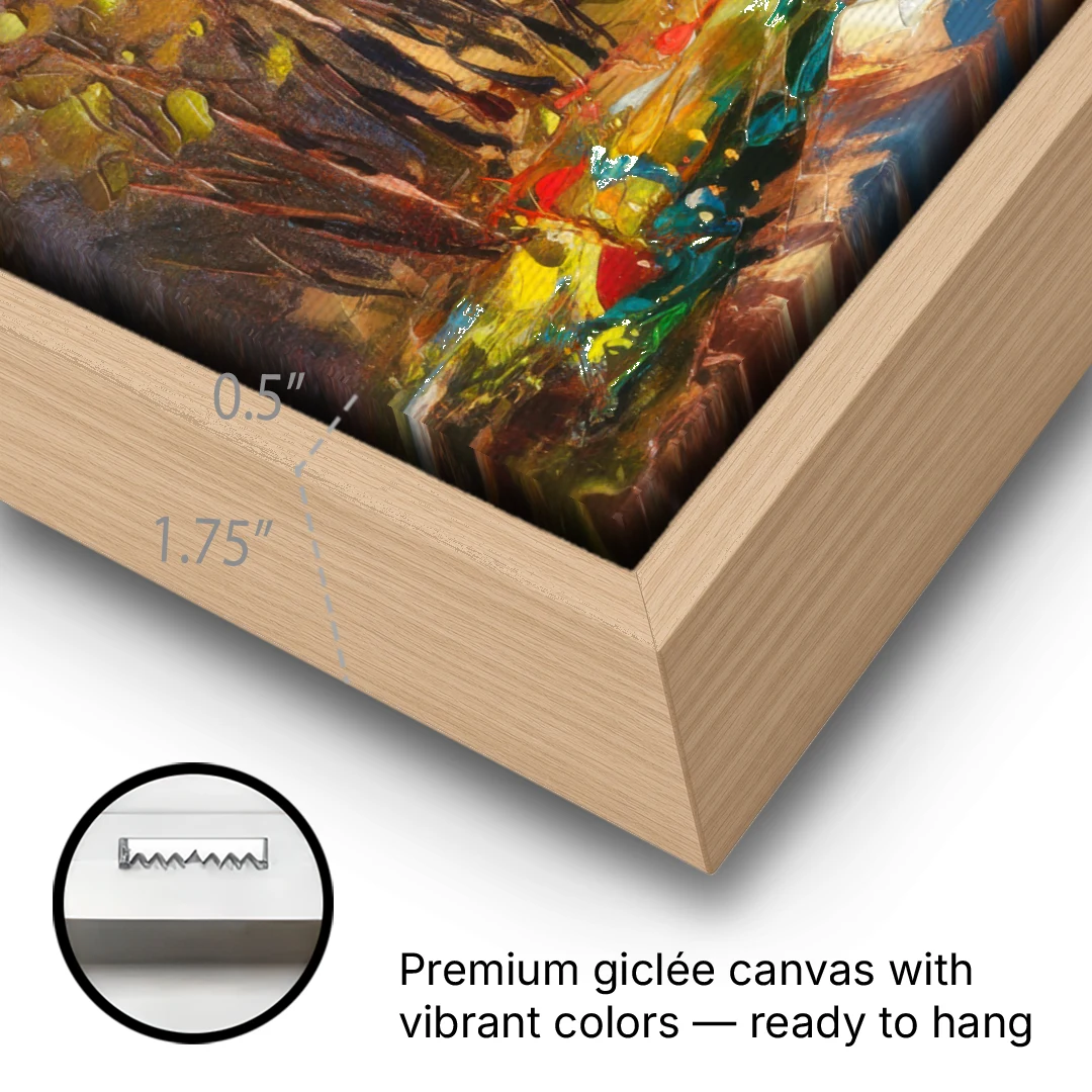 Fayetteville Nature Escape - Oak Framed Canvas Wall Art - Gallery Wrap Corner