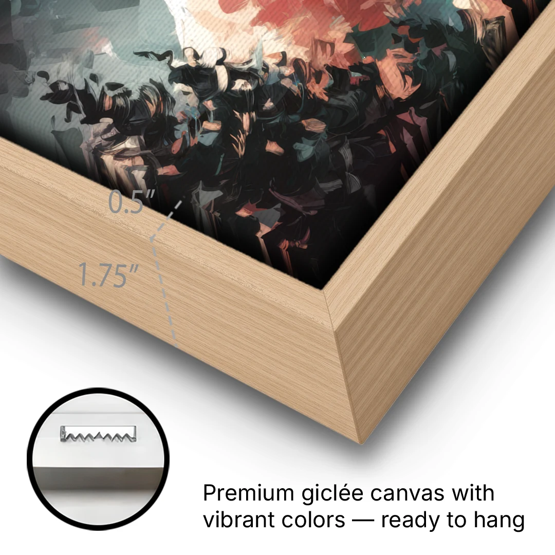 Fayetteville Ozark Mountains - Oak Framed Canvas Wall Art - Gallery Wrap Corner