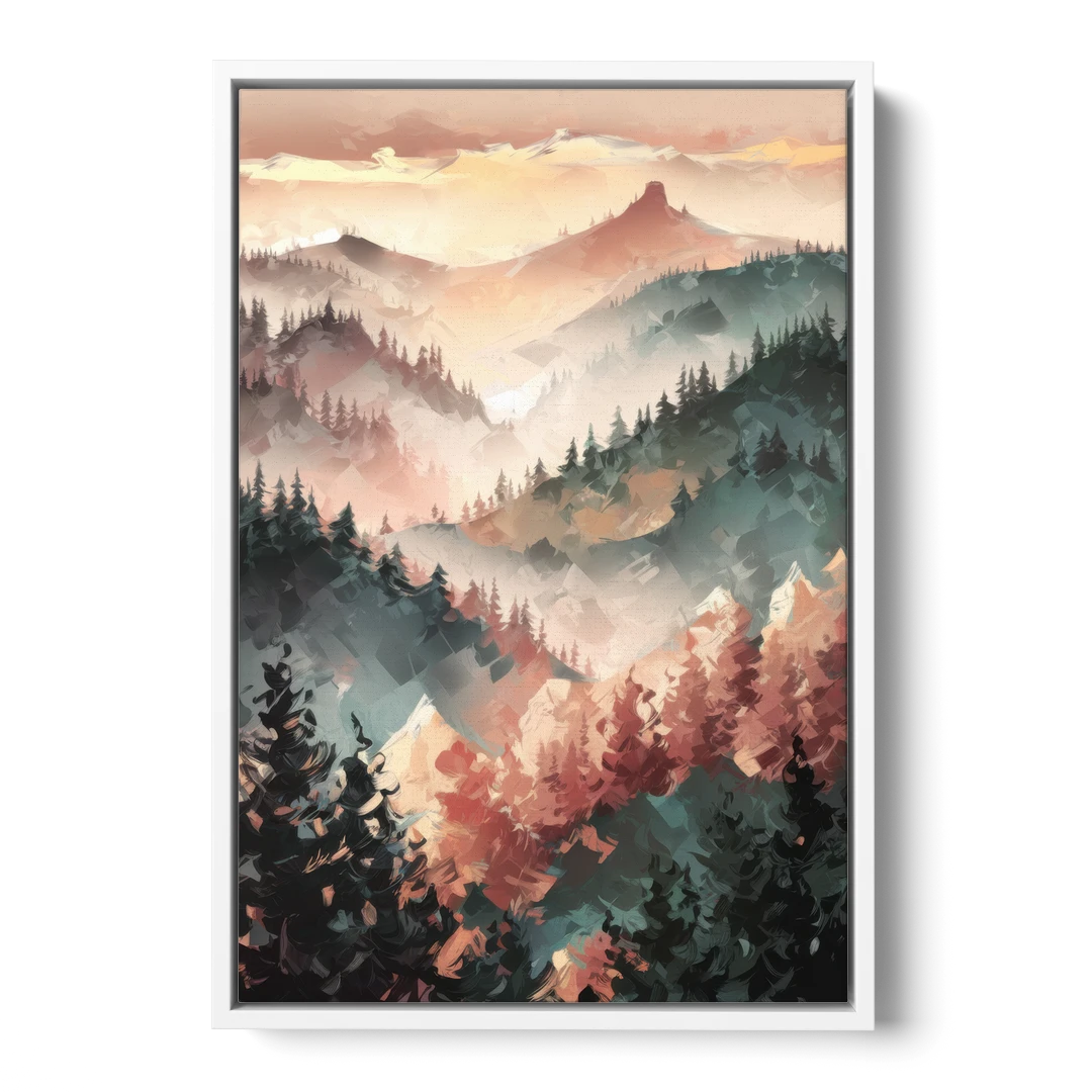Fayetteville Ozark Mountains - White Framed Canvas Wall Art - Front