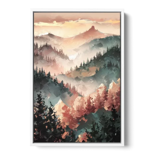 Fayetteville Ozark Mountains - White Framed Canvas Wall Art - Front