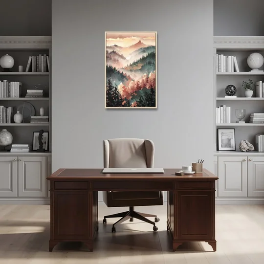 Fayetteville Ozark Mountains - Oak Framed Canvas Wall Art - Office - 24x36