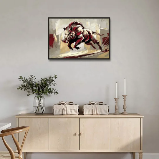 Arkansas Razorbacks Pride - Black Framed Canvas Wall Art - Coffee Table - 36x24