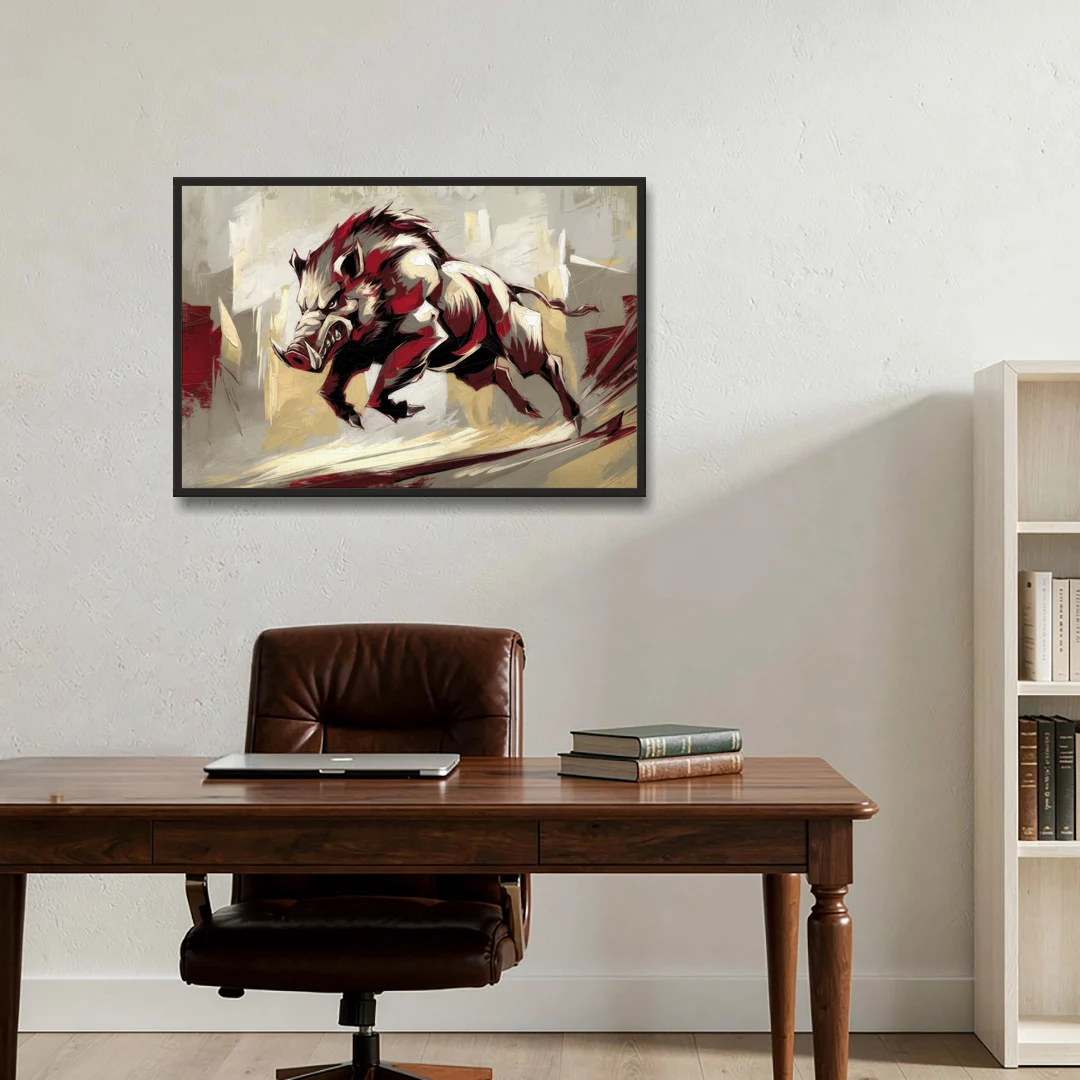 Arkansas Razorbacks Pride - Black Framed Canvas Wall Art - Office - 36x24