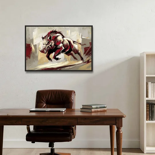 Arkansas Razorbacks Pride - Black Framed Canvas Wall Art - Office - 36x24