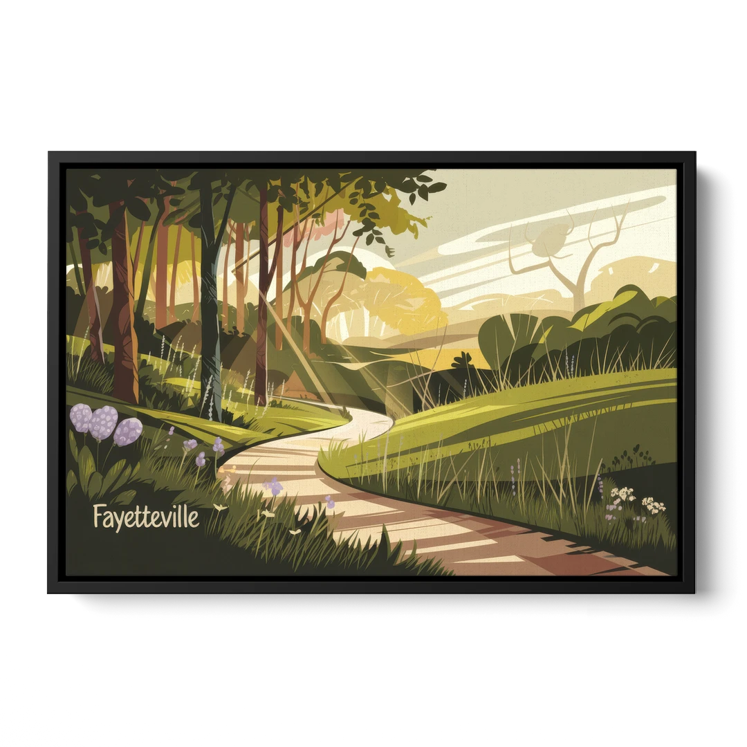 Fayetteville Scenic Trails - Black Framed Canvas Wall Art - Front