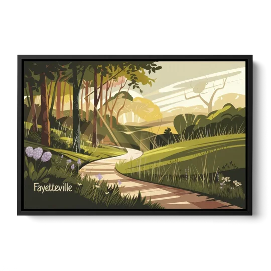 Fayetteville Scenic Trails - Black Framed Canvas Wall Art - Front
