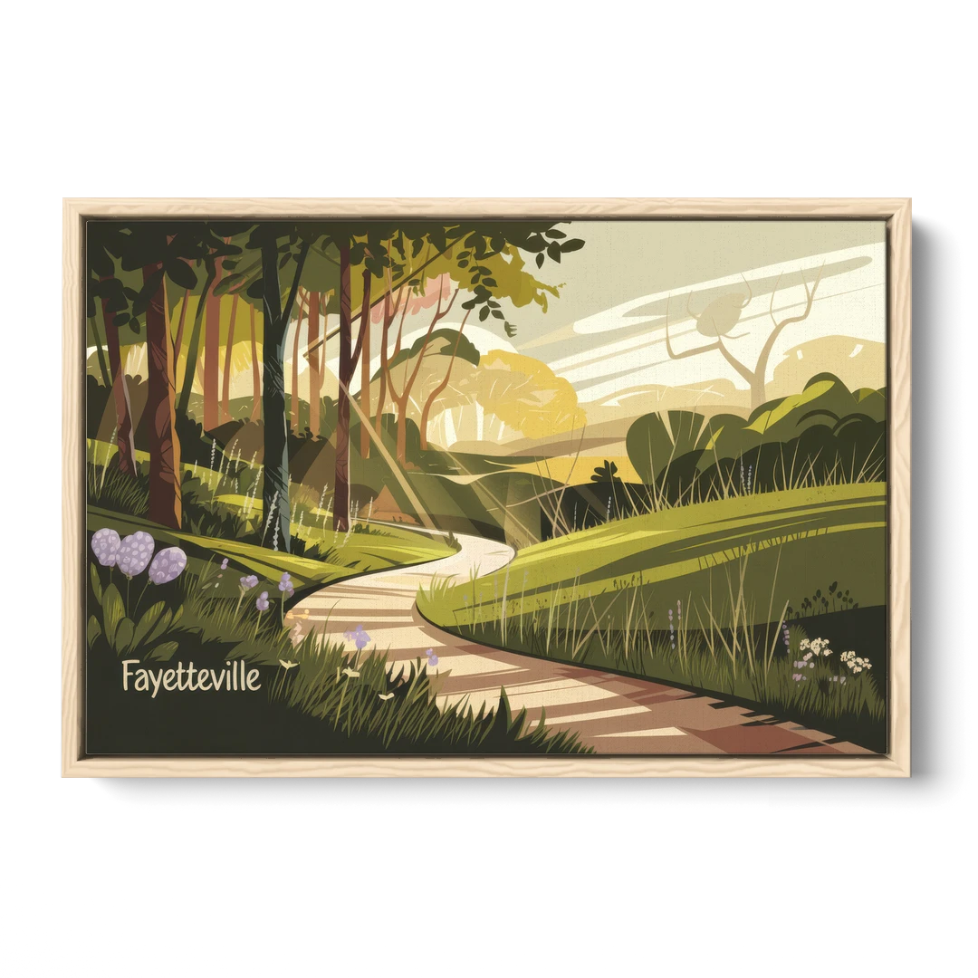 Fayetteville Scenic Trails - Oak Framed Canvas Wall Art - Front