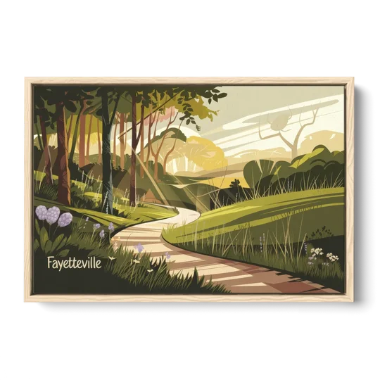 Fayetteville Scenic Trails - Oak Framed Canvas Wall Art - Front