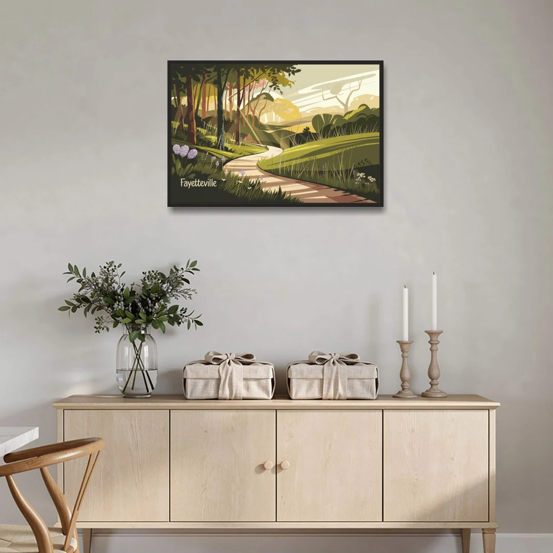 Fayetteville Scenic Trails - Black Framed Canvas Wall Art - Coffee Table - 36x24