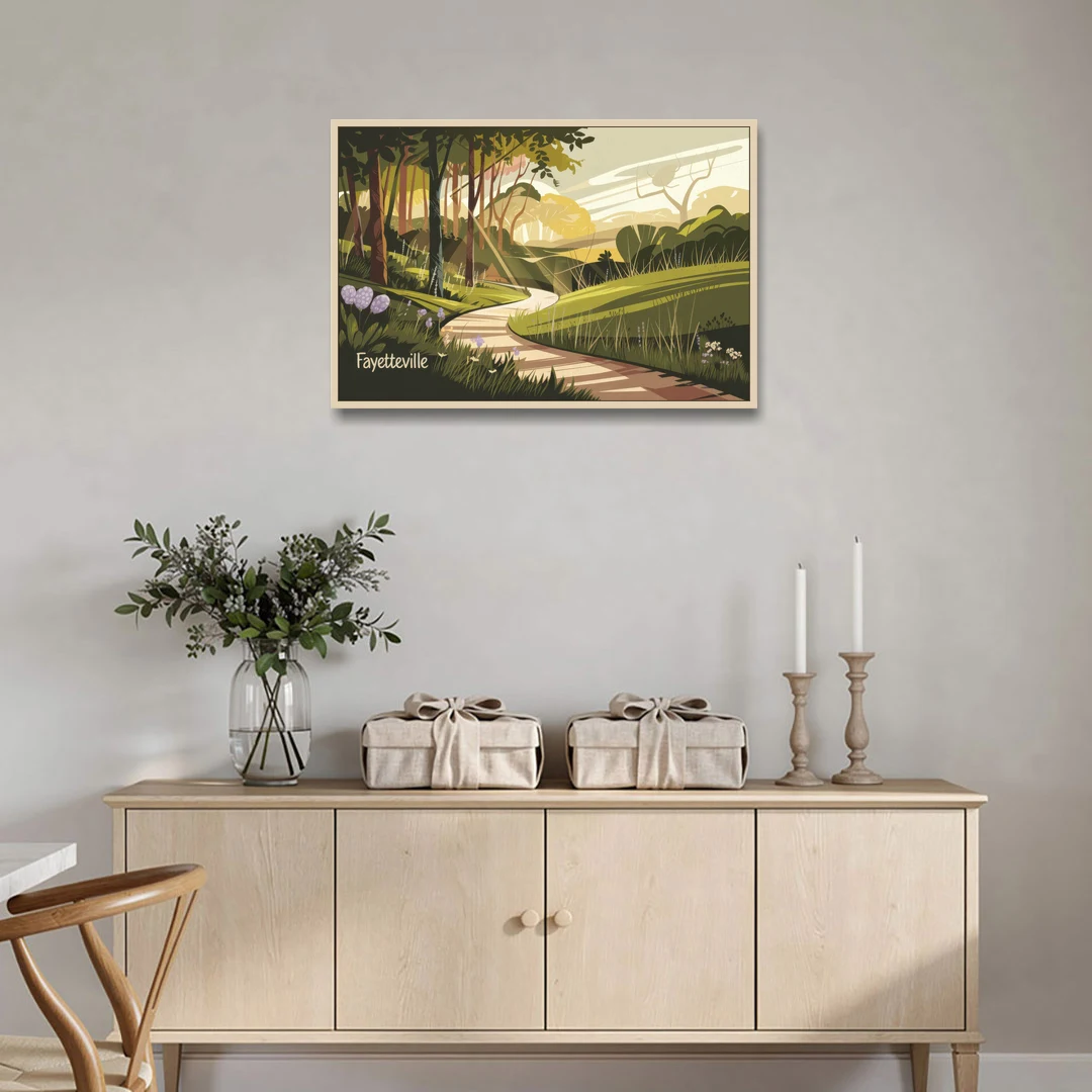 Fayetteville Scenic Trails - Oak Framed Canvas Wall Art - Coffee Table - 36x24