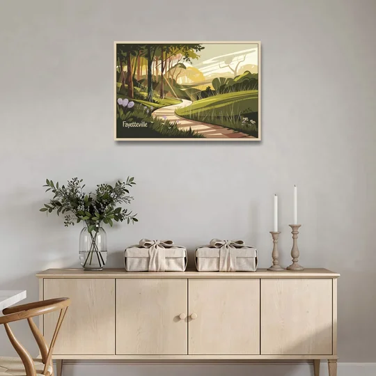 Fayetteville Scenic Trails - Oak Framed Canvas Wall Art - Coffee Table - 36x24