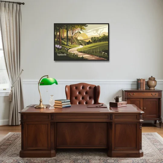 Fayetteville Scenic Trails - Black Framed Canvas Wall Art - Office - 36x24