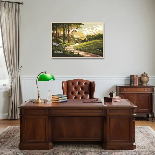 Fayetteville Scenic Trails - Oak Framed Canvas Wall Art - Office - 36x24