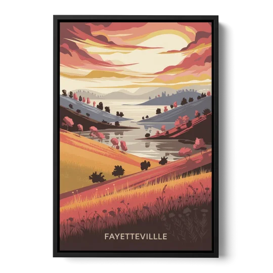 Fayetteville Sunset Views - Black Framed Canvas Wall Art - Front