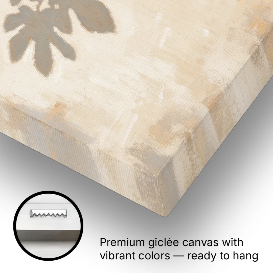 Fig Leaf Shadows on a Sunlit Limewashed Wall - Canvas Wall Art - Gallery Wrap Corner