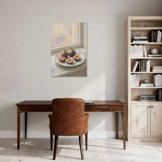 Fig Painting on a Marble Windowsill - Canvas Wall Art - Office - 24x36