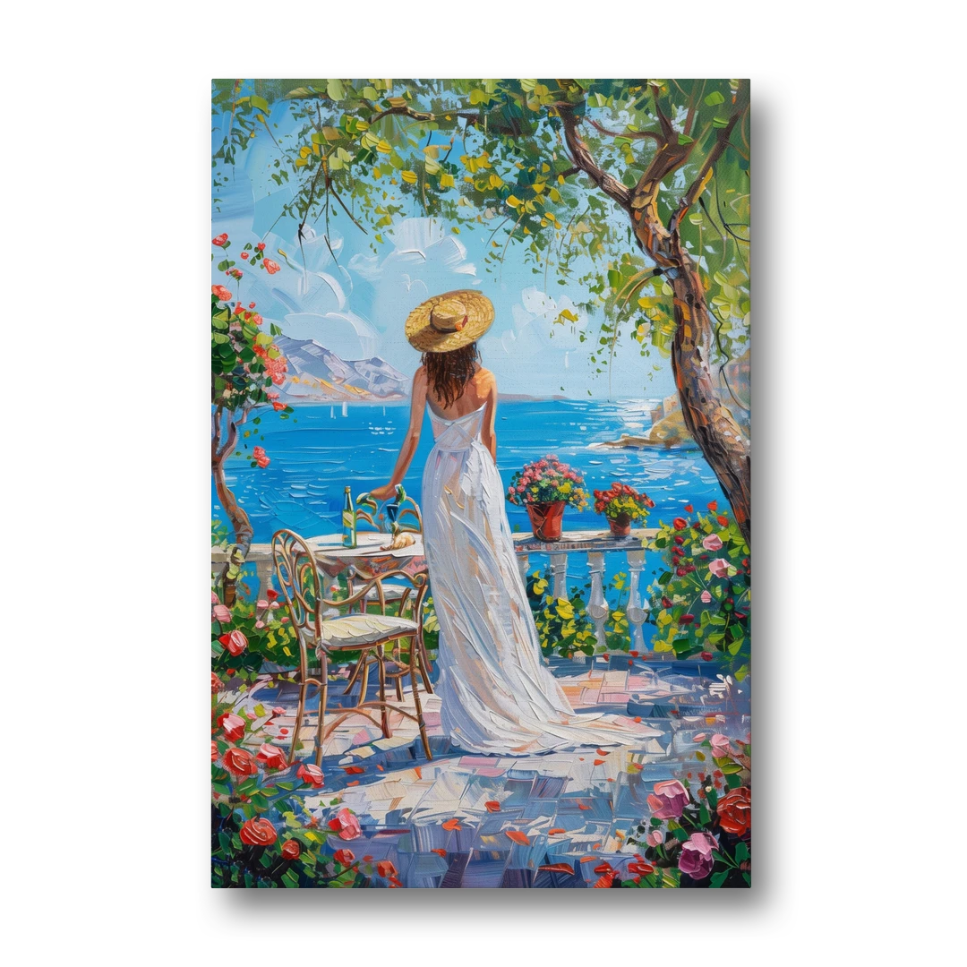 Figurative Painting of a Woman in White - Canvas Wall Art - Front