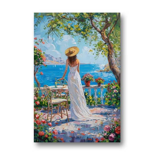 Figurative Painting of a Woman in White - Canvas Wall Art - Front