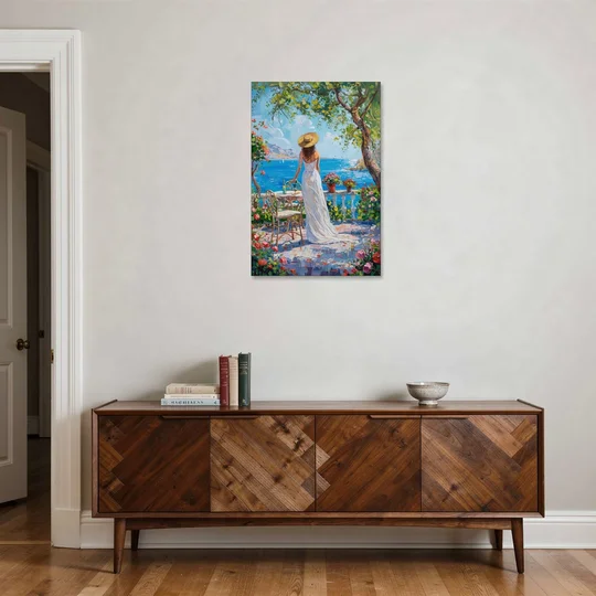 Figurative Painting of a Woman in White - Canvas Wall Art - Coffee Table - 24x36