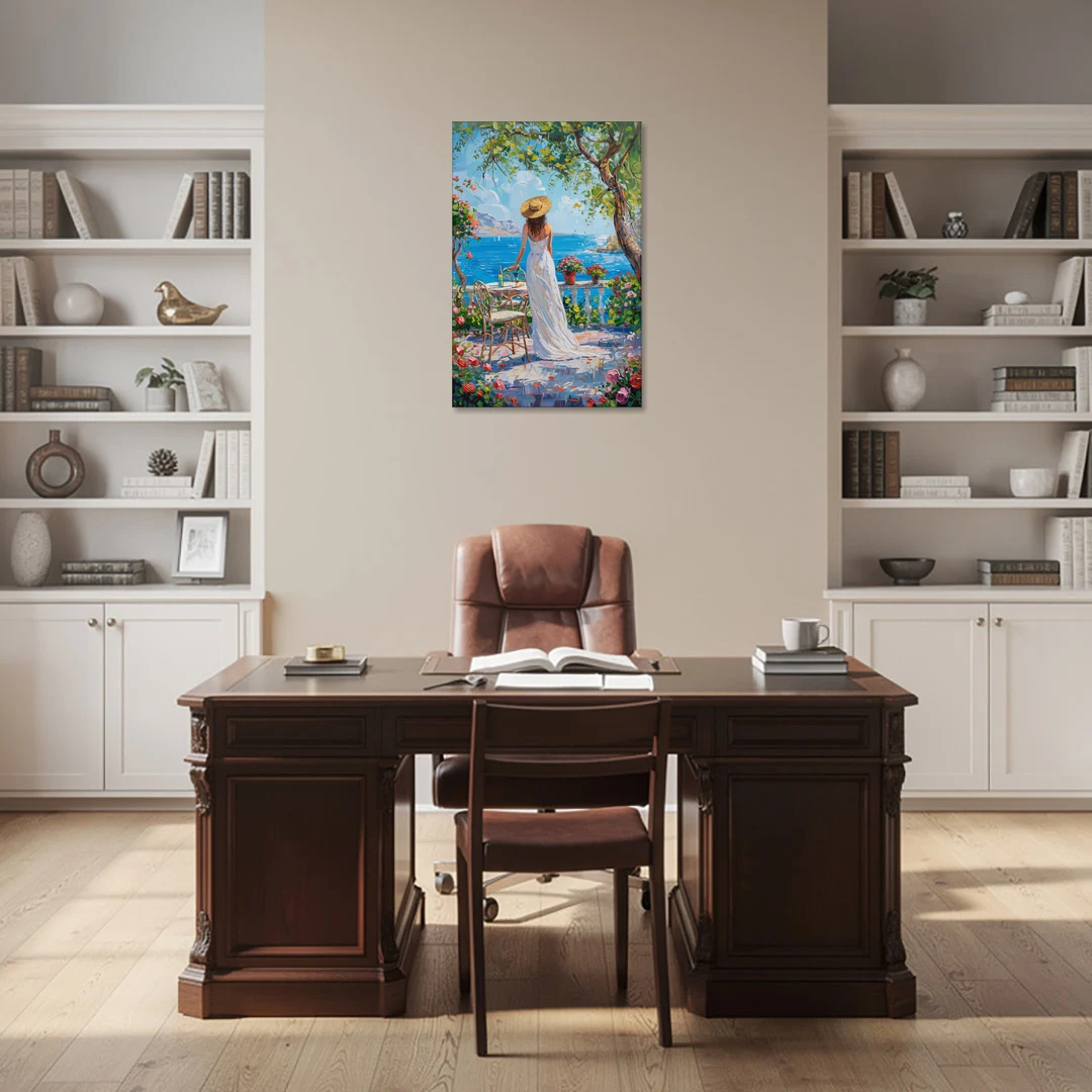 Figurative Painting of a Woman in White - Canvas Wall Art - Office - 24x36