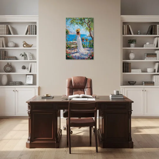 Figurative Painting of a Woman in White - Canvas Wall Art - Office - 24x36