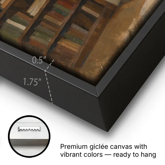 Fireplace Wall Art for a Rainy Library Nook - Black Framed Canvas Wall Art - Gallery Wrap Corner