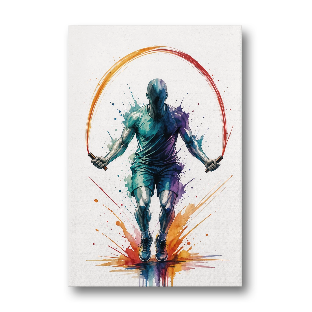Fitness Wall Art Skipping Rope in Full Arc - Canvas Wall Art - Front