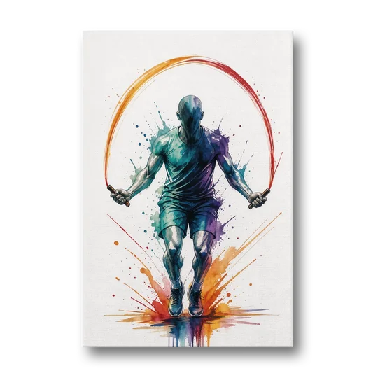 Fitness Wall Art Skipping Rope in Full Arc - Canvas Wall Art - Front